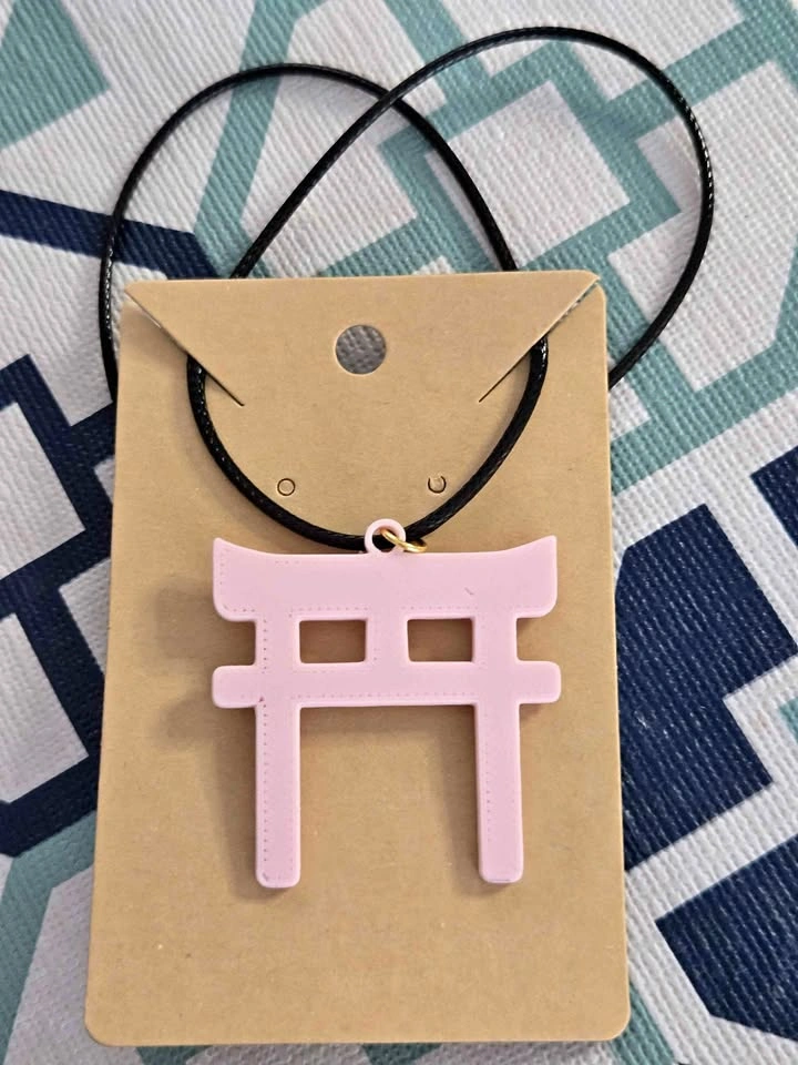 3D Printed Torii Gate Necklace – Pink – PLA Pendant