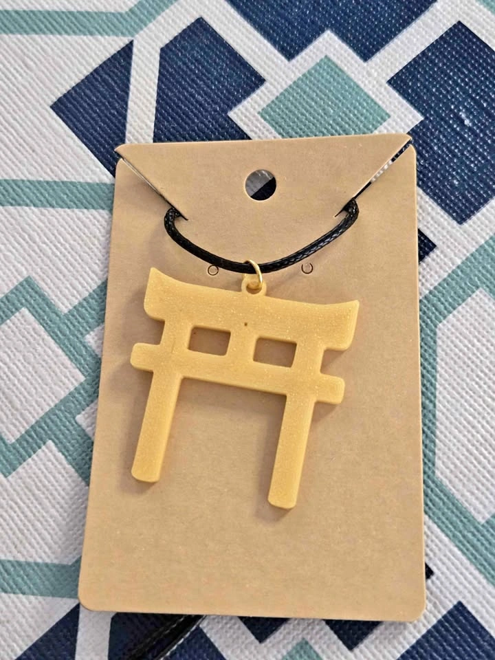 Gold Torii Gate Necklace (3D Printed)