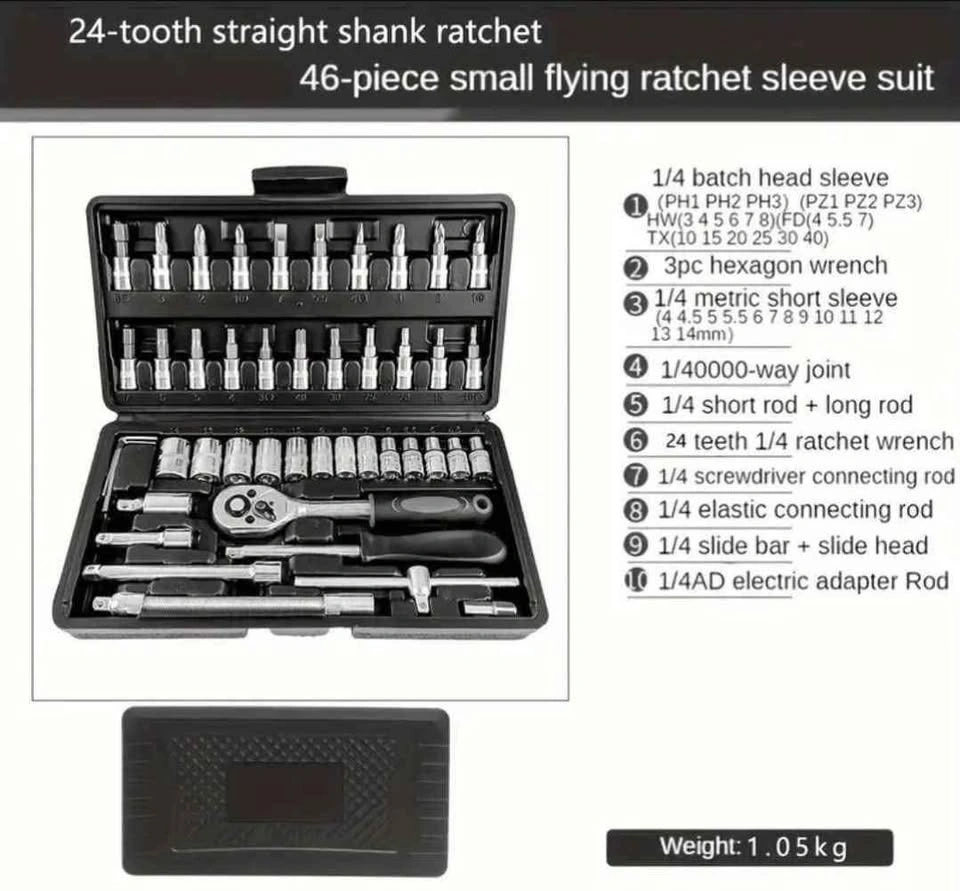 46 Piece 1/4 inch Drive Socket Ratchet Wrench Set - photo 3