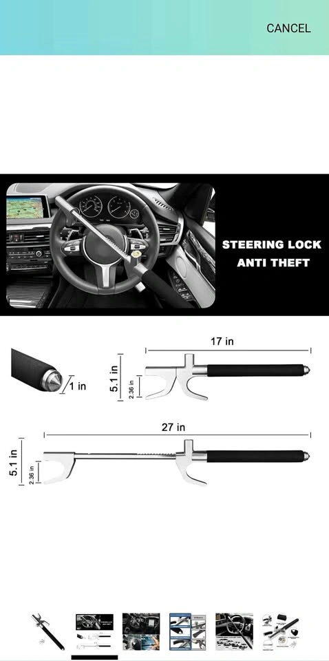 Car Steering Wheel Lock with Escape Hammer