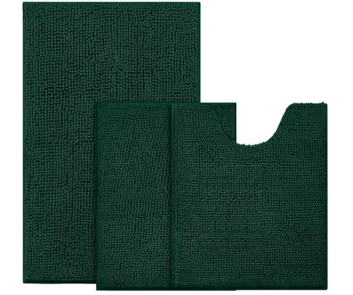 Dark Green Bathroom Rugs Sets 3 Piece Non Slip Extra Absorbent - photo 2