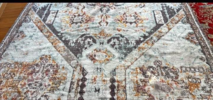 79”x118.9” Boho Area Rug Retro Abstract Distressed Rug