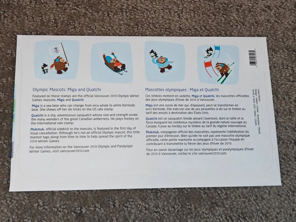 First Day Covers FDC - Vancouver 2010 Olympic Miga & Quatchi - photo 5