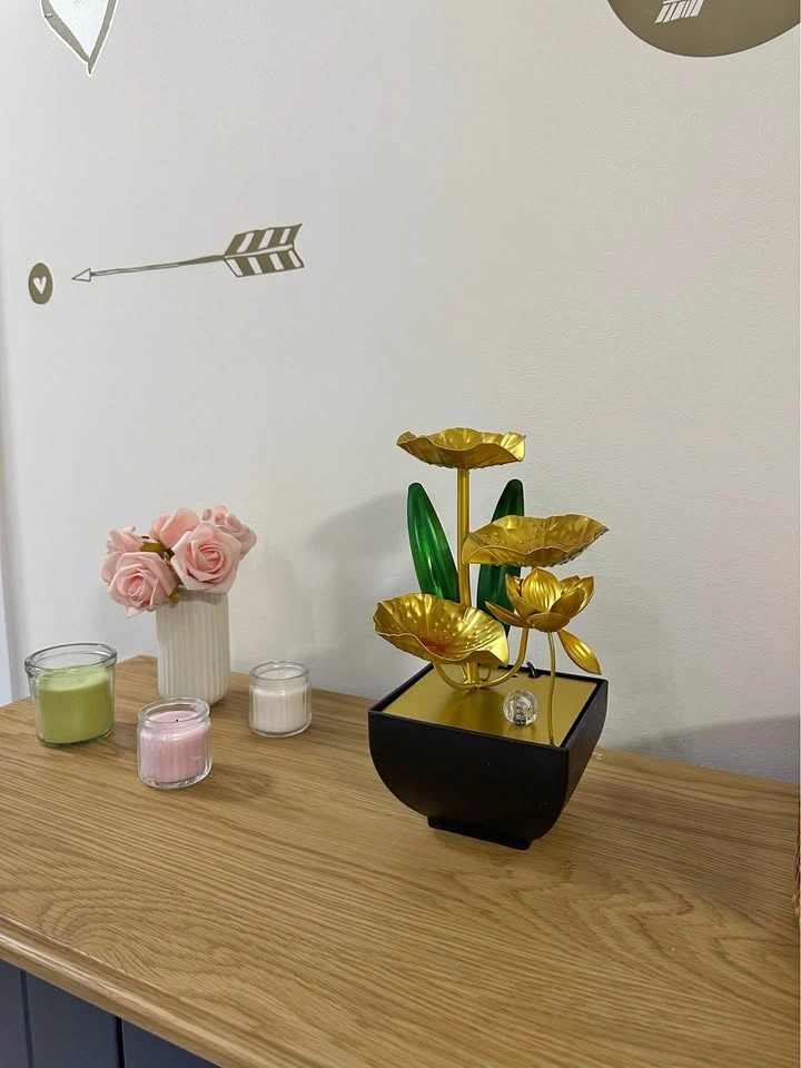 Golden Lotus Tabletop Water Fountain