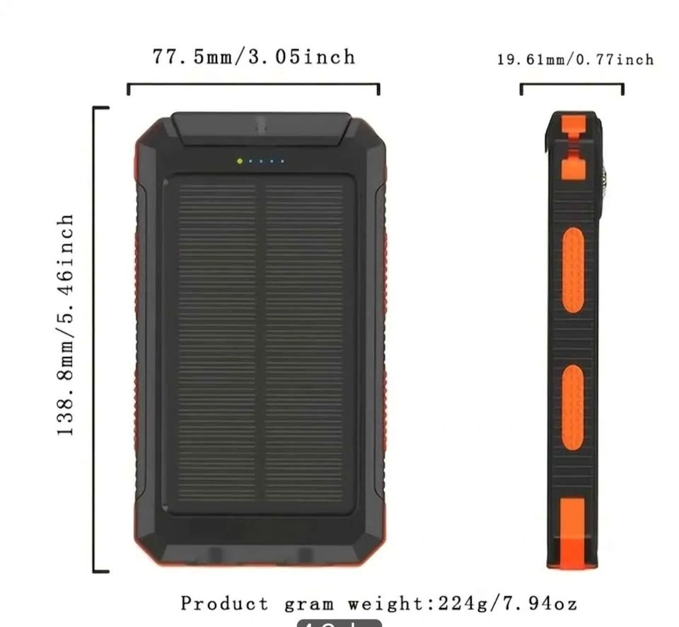 Solar Power Bank 20,000mAh with Dual USB and Flashlight - photo 4