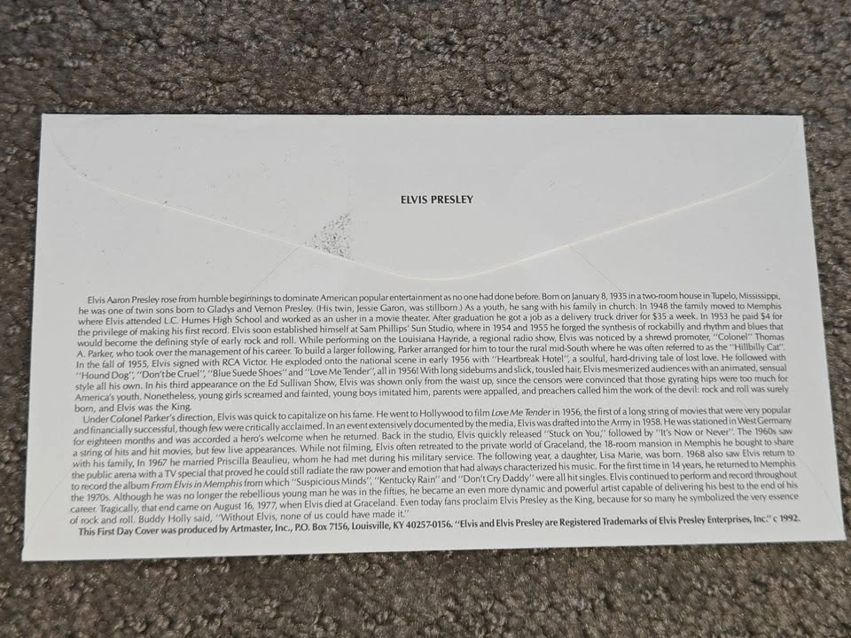 First Day Cover (FDC) - 1993 Elvis Presley Artmaster Edition - photo 4
