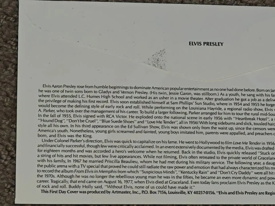First Day Cover (FDC) - 1993 Elvis Presley Artmaster Edition - photo 5