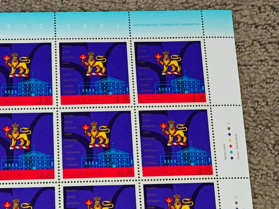 Stamps Pane of 16 - 2002 Canadian Governors General Stamp Issue - photo 3