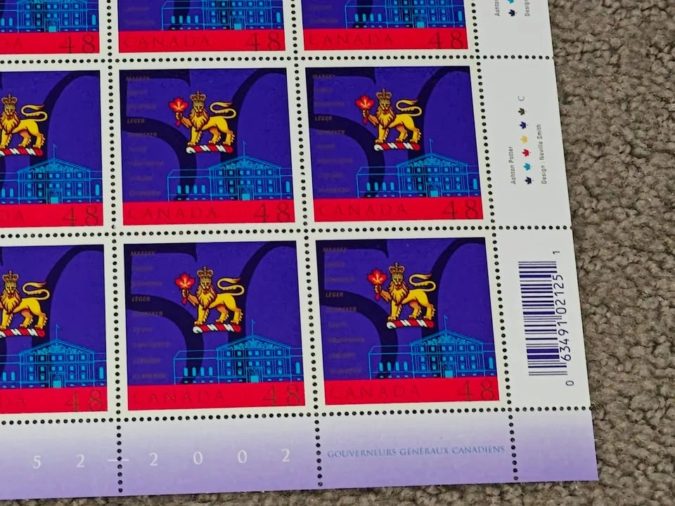 Stamps Pane of 16 - 2002 Canadian Governors General Stamp Issue - photo 4