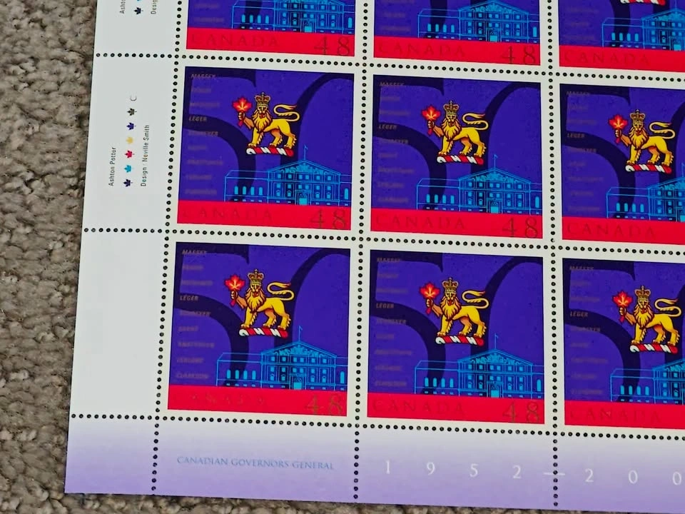 Stamps Pane of 16 - 2002 Canadian Governors General Stamp Issue - photo 5