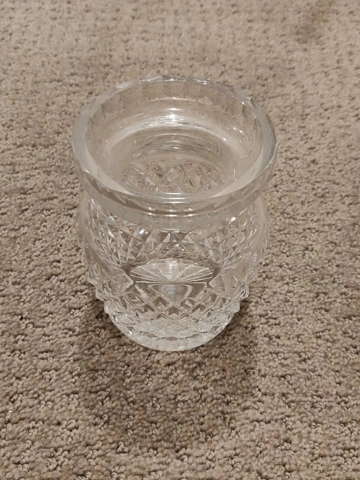 Heavy Glass Diamond Cut Mini Vase - 4-1/4" Tall - photo 2