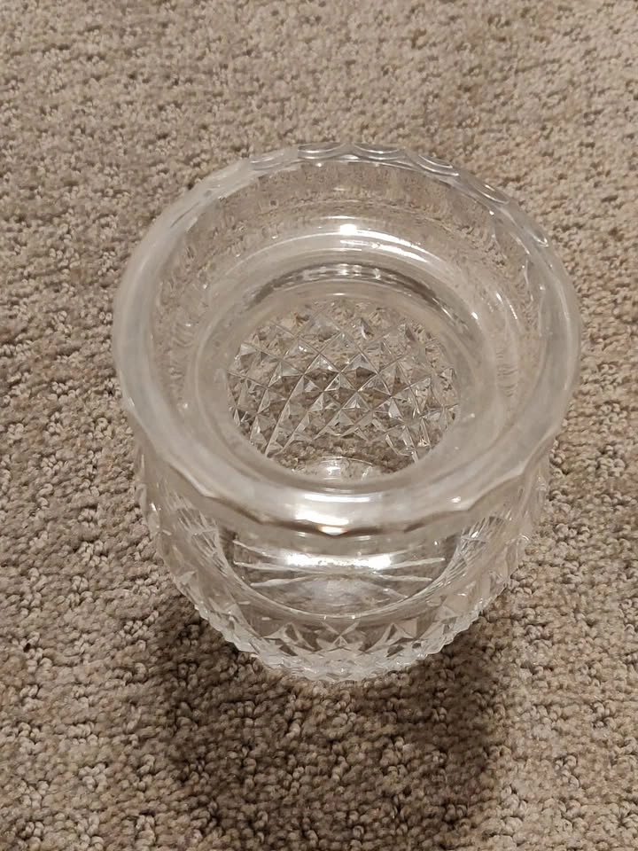 Heavy Glass Diamond Cut Mini Vase - 4-1/4" Tall - photo 3