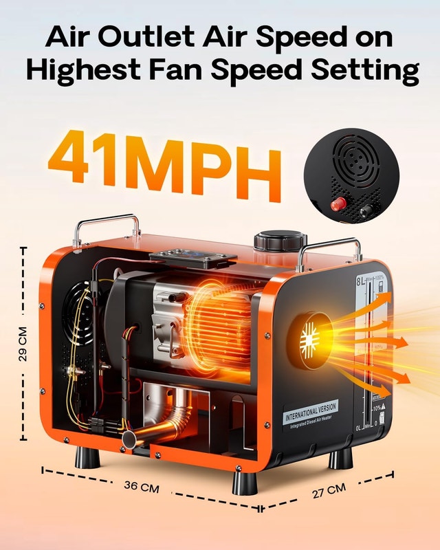 NEW Diesel Air Heater, 8L Tank, DC12-24V/110-120V, Remote - photo 3