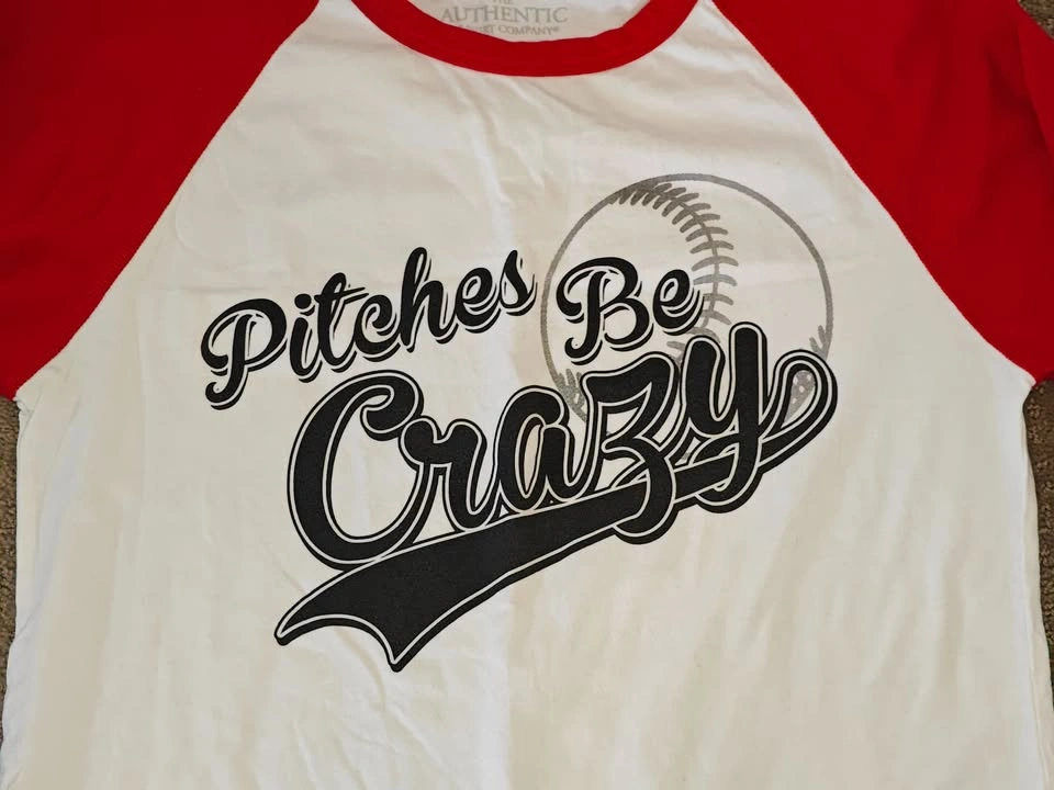 Pitches Be Crazy - Women Baseball Shirt - Size Small - photo 2