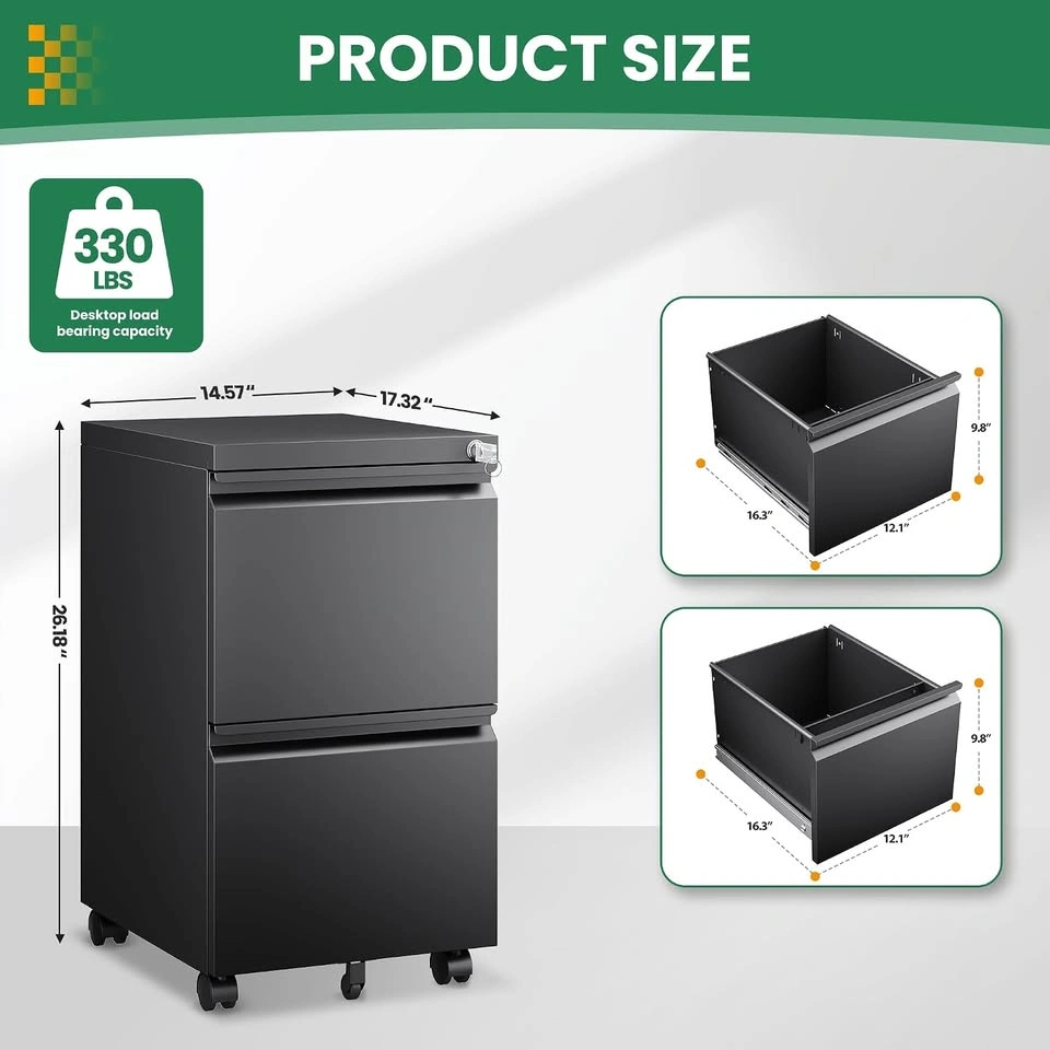 New 2 Drawer Metal Rolling File Cabinet with Lock - photo 2