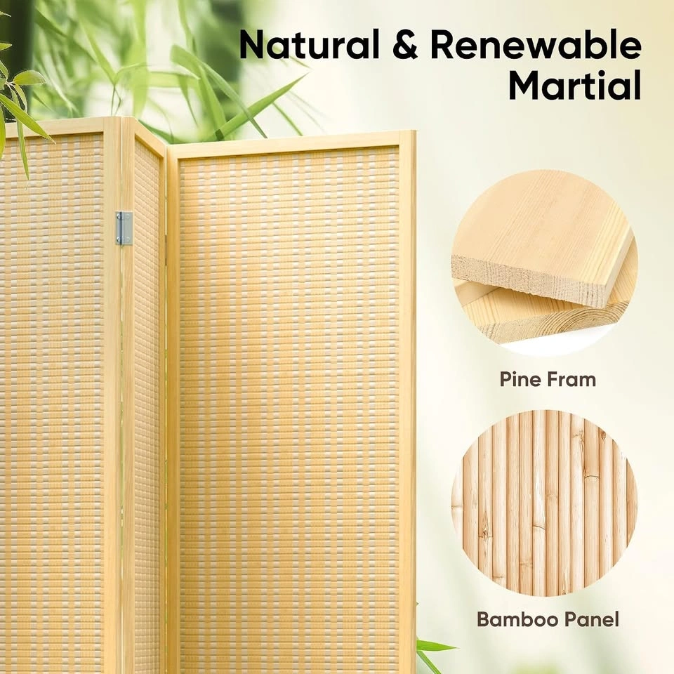New Room Divider 4 Panel Folding Privacy Screen, Woven Bamboo - photo 2