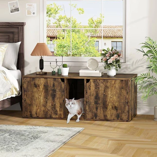 New 43.3" Composite Cat Litter Enclosure and Side Table