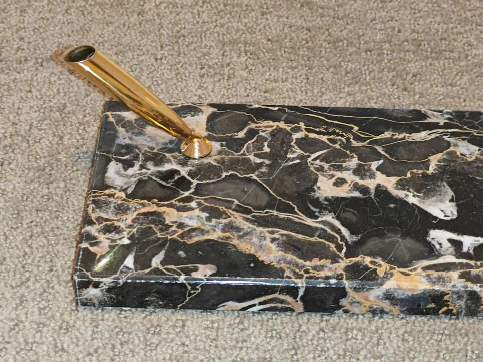 Vintage Sheaffer Double Pen Desk Stand – Marble Base 12" x 5" - photo 3