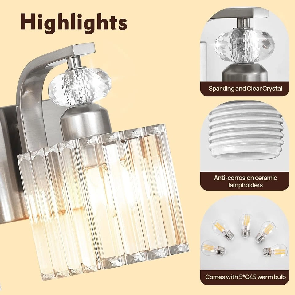 New 5-Light Bathroom Vanity Lights Over Mirror, 36.2 in Crystal - photo 4