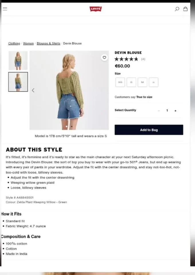 Levi's Devin Ruched Crop Blouse image indicator(8)