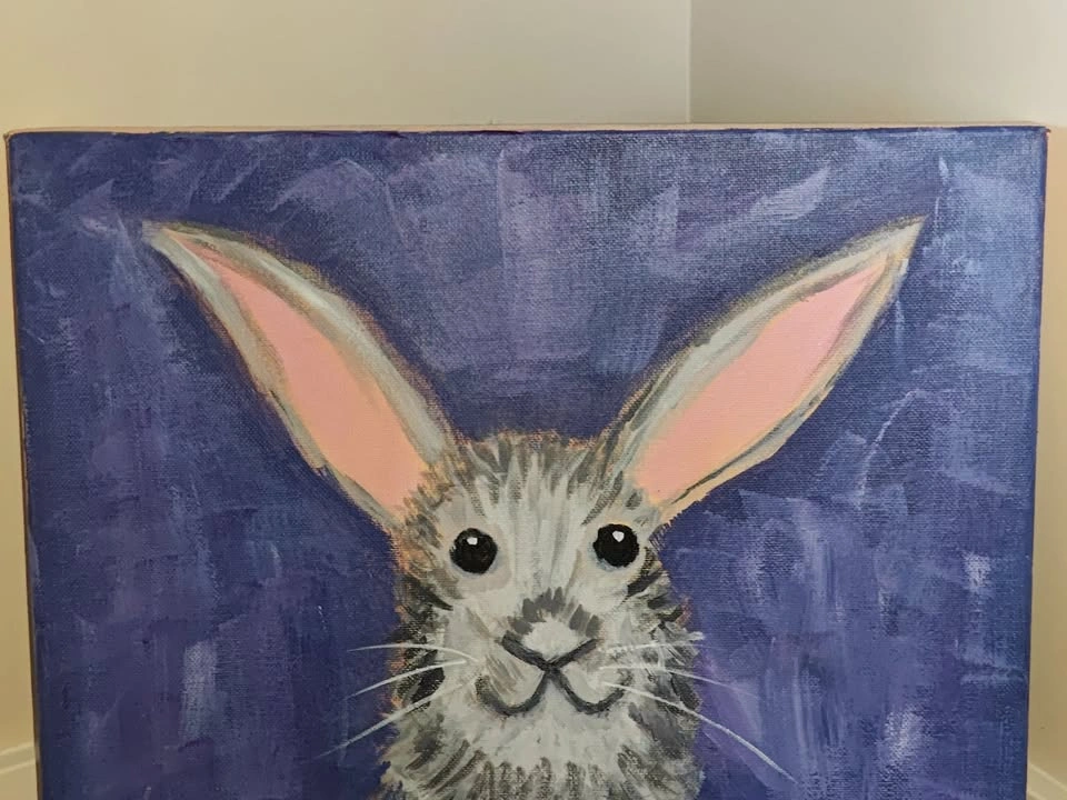 Custom Rabbit / Bunny Acrylic Portrait Painting 14"x14" - photo 2