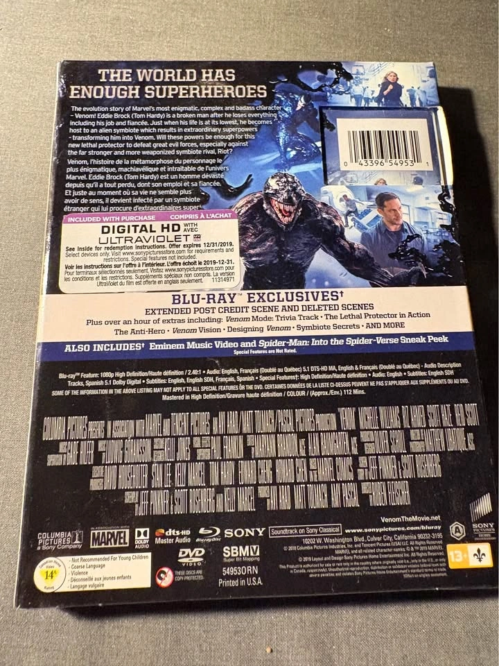 Venom blu-ray + dvd sealed - photo 2