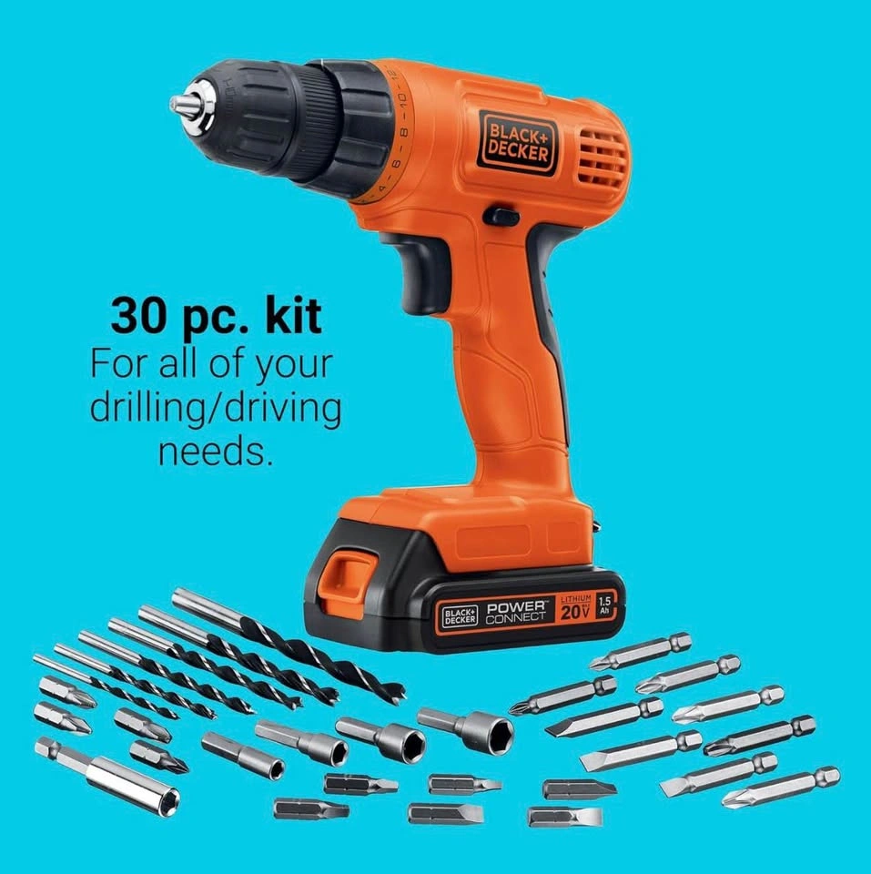 Black+Decker 20V Max Cordless Drill/Driver 30-Piece Kit - photo 3