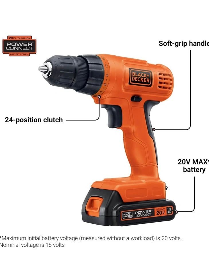 Black+Decker 20V Max Cordless Drill/Driver 30-Piece Kit - photo 4