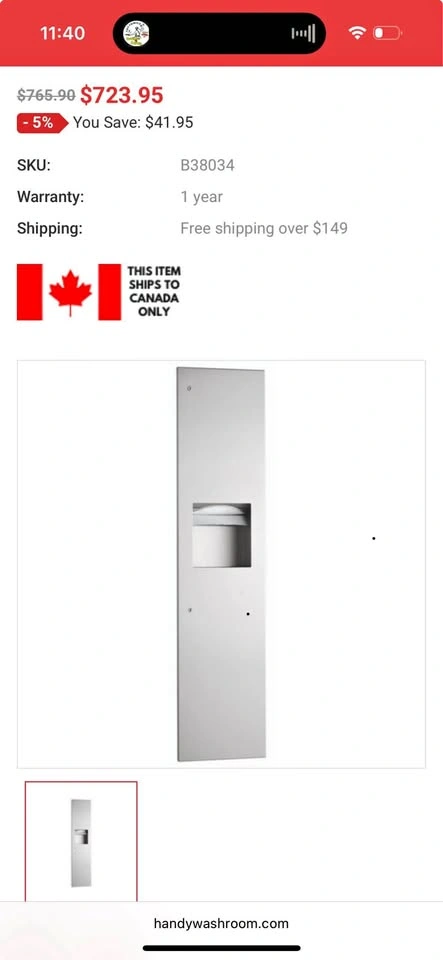 New Bobrick commercial paper towel dispenser