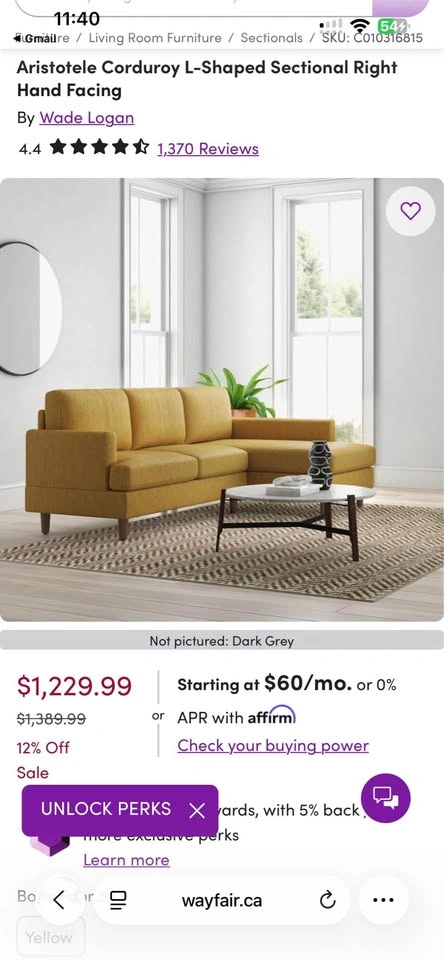 Grey corduroy L shape sectional sofa - photo 2