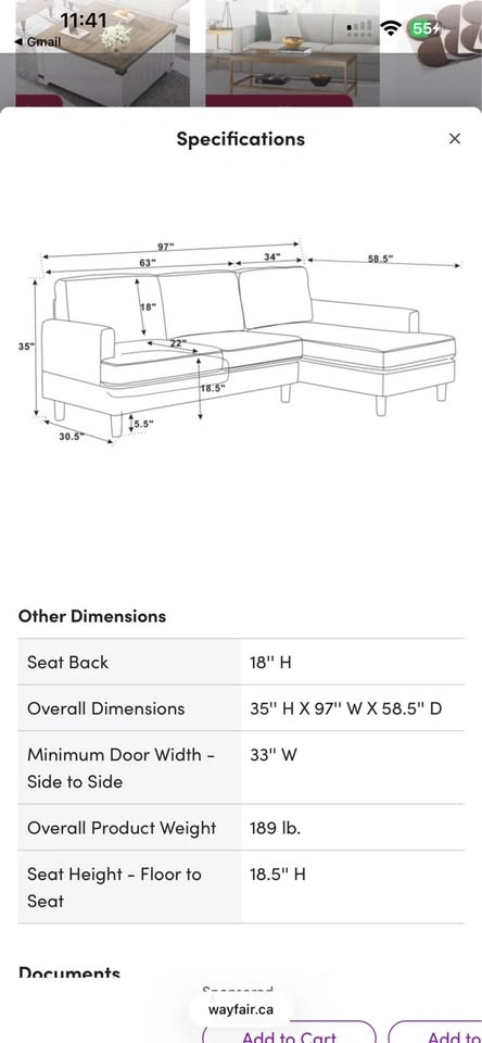 Grey corduroy L shape sectional sofa - photo 3