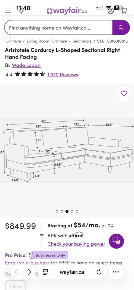 Grey corduroy L shape sectional sofa - photo 4
