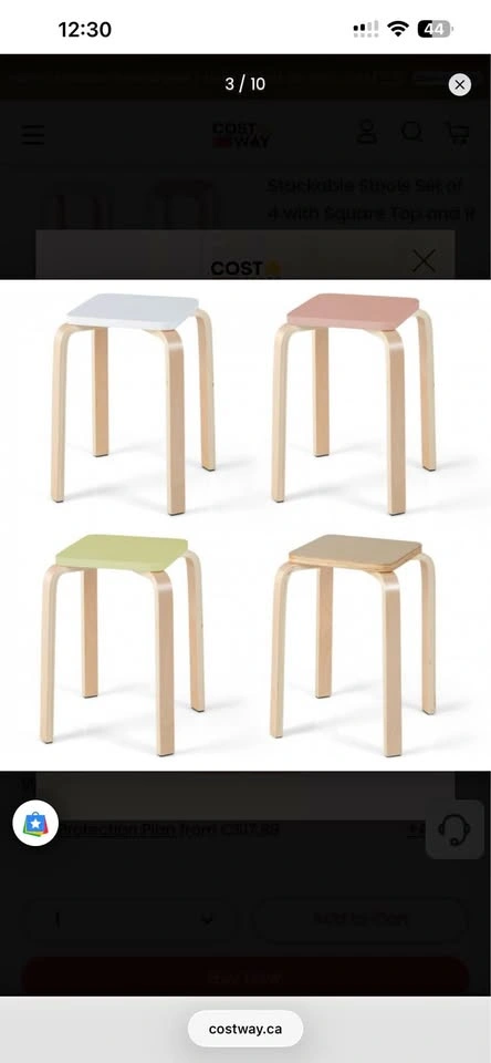 Stackable Stools Set of 4 with Square Top and Rounded Corners