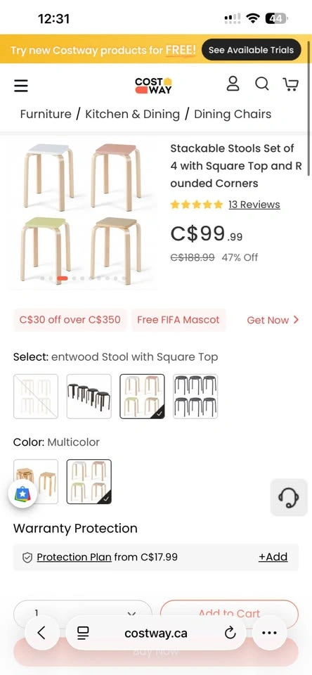 Stackable Stools Set of 4 with Square Top and Rounded Corners - photo 2