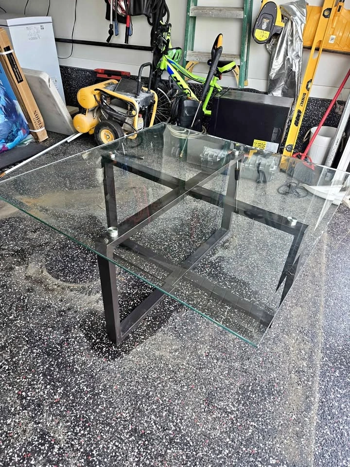 Glass Top Coffee Table with Metal Base
