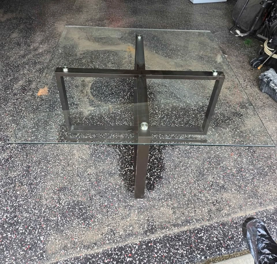 Glass Top Coffee Table with Metal Base - photo 2