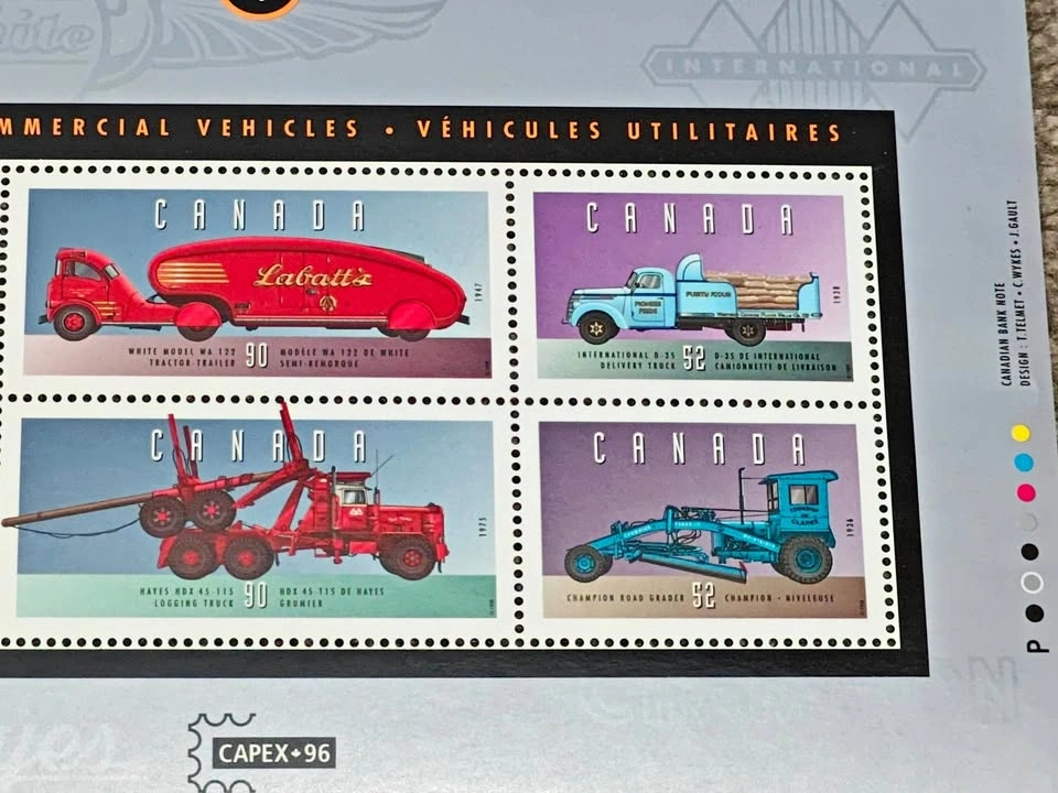 Stamps Series 4 1996 Canada Historic Land Vehicles Souvenir Shee