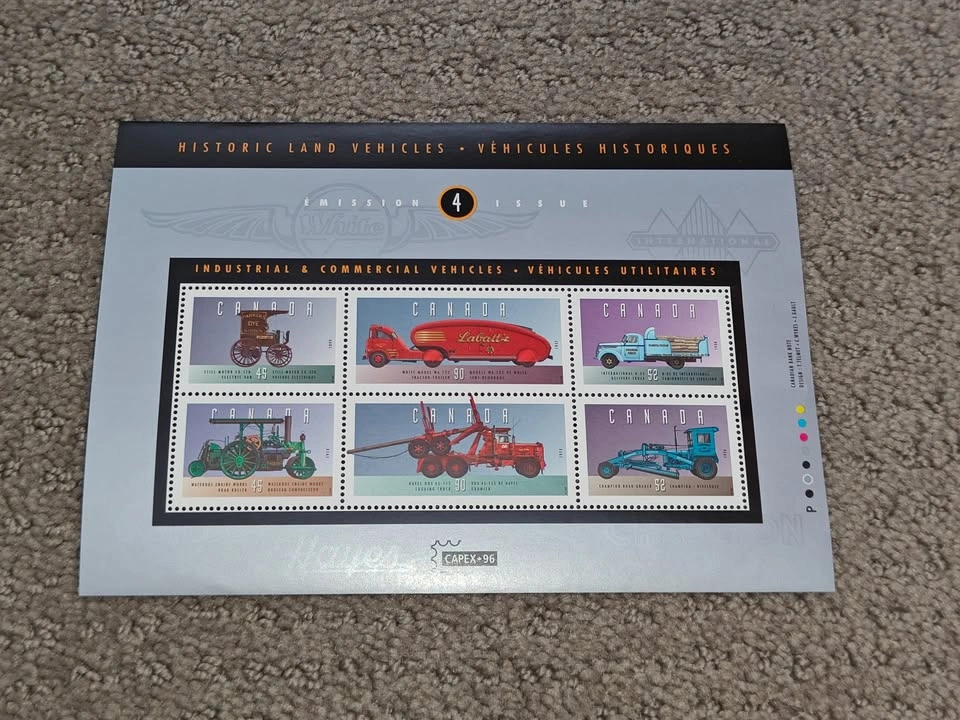 Stamps Series 4 1996 Canada Historic Land Vehicles Souvenir Shee - photo 2