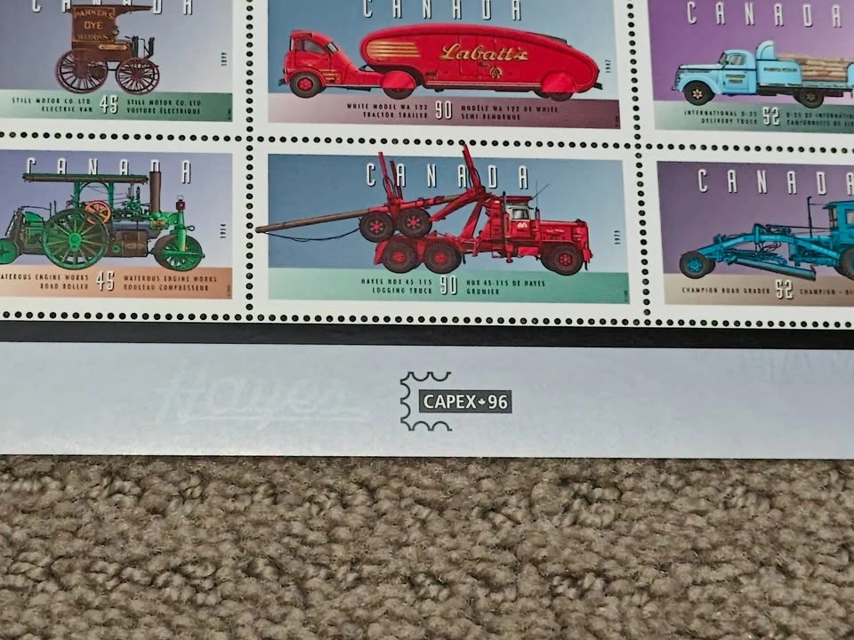 Stamps Series 4 1996 Canada Historic Land Vehicles Souvenir Shee - photo 5