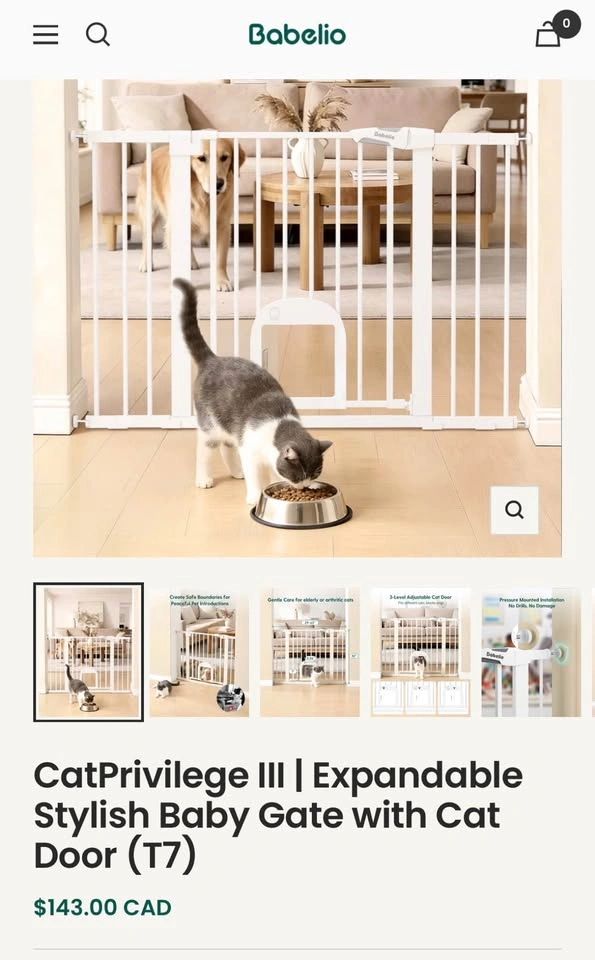 Babelio Expandable Baby/Pet Gate with Cat Door - photo 2