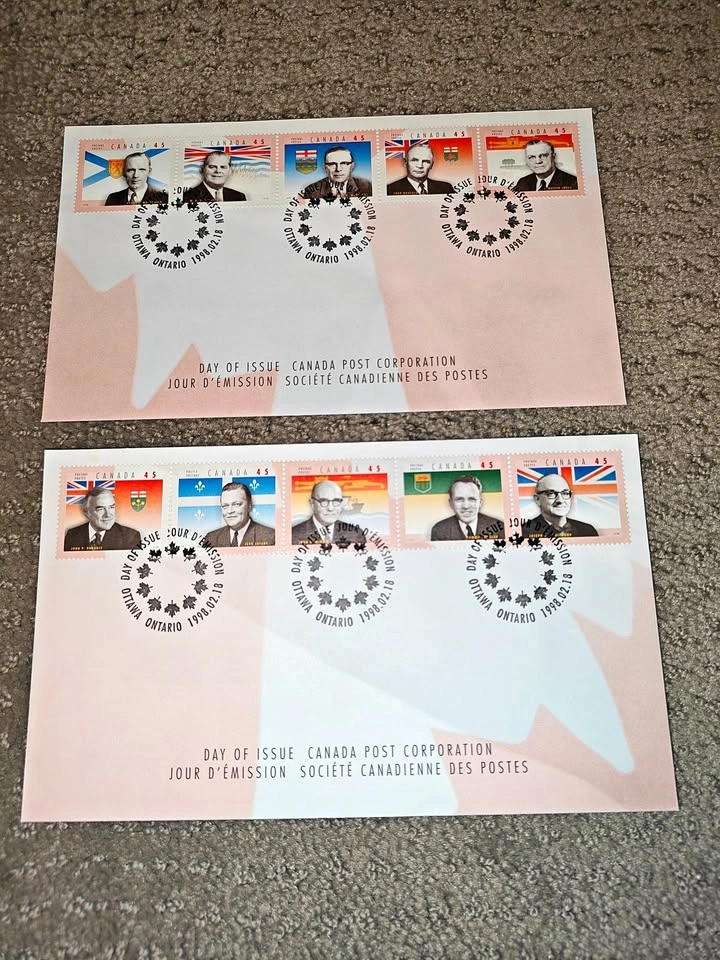 First Day Covers FDC - 1998 Canada Provincial Premiers Stamps