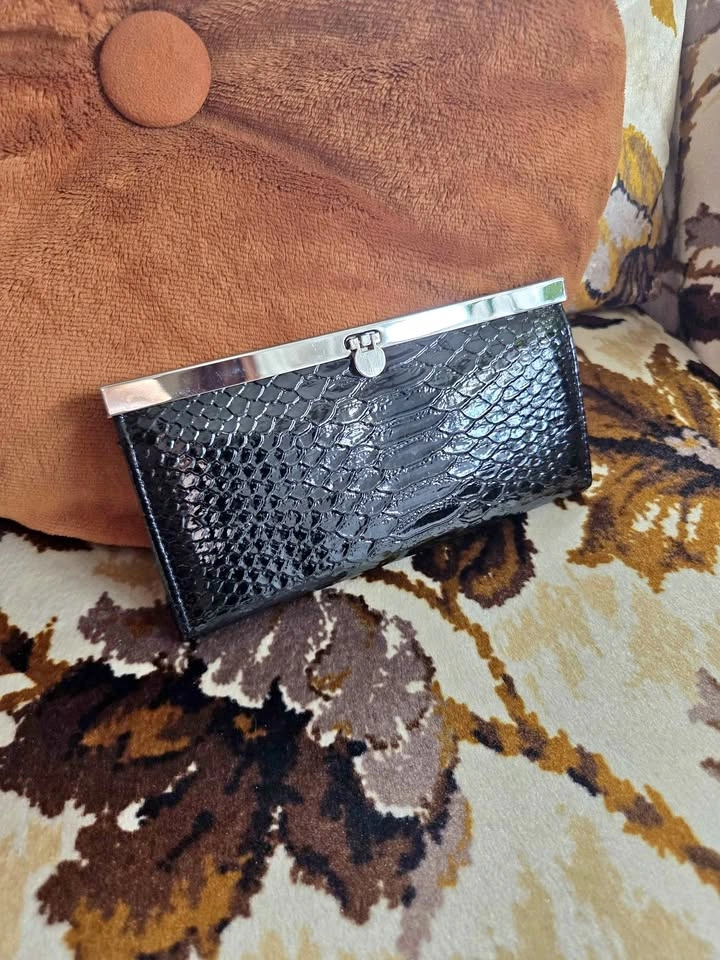 Black Faux Alligator Wallet