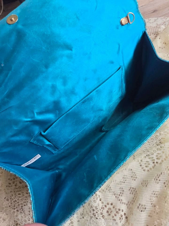 Vintage Y2K Shiny Teal Studded Clutch - photo 5