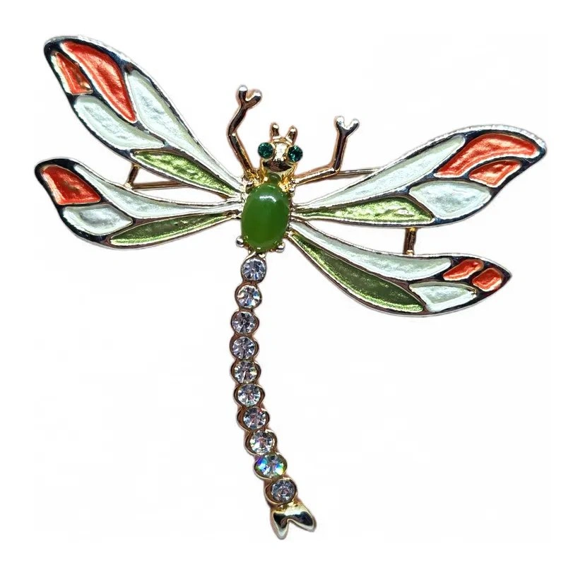 Vintage Gold & Jade Dragonfly Brooch - photo 3