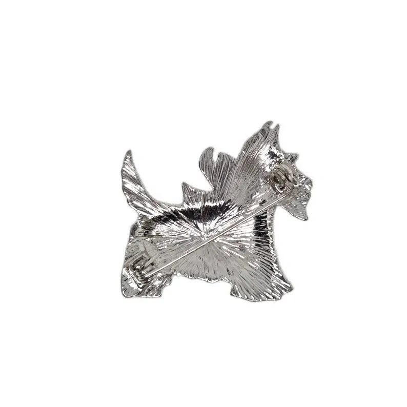 Vintage 70s Scottie Dog Brooch (Black Enamel & Rhinestone) - photo 3