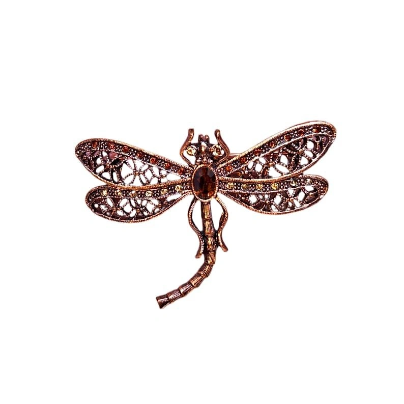 Vintage Copper Dragonfly Brooch - 2.5 Inch