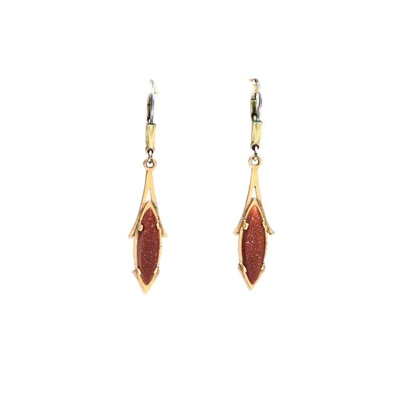 Vintage German Orange Goldstone Jacket Earrings
