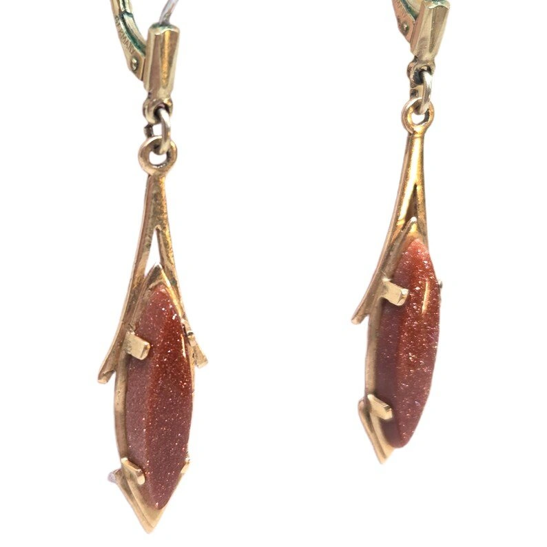 Vintage German Orange Goldstone Jacket Earrings - photo 2