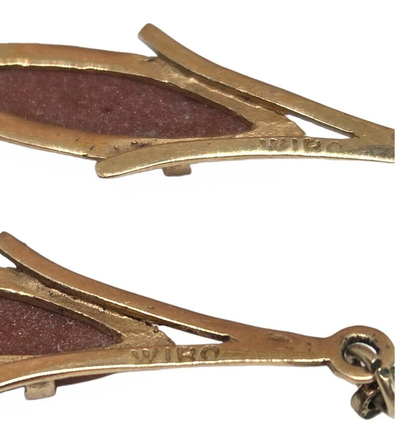 Vintage German Orange Goldstone Jacket Earrings - photo 4