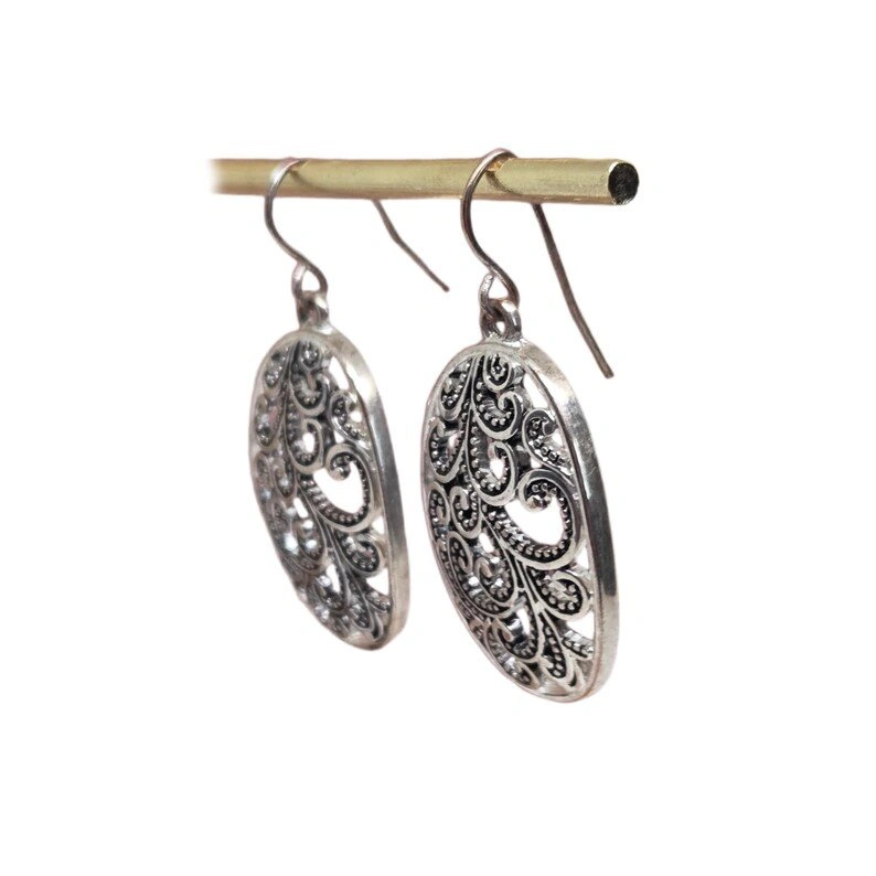 Vintage Paisley Silver Dangle Earrings (Western/Cowgirl Style) - photo 4